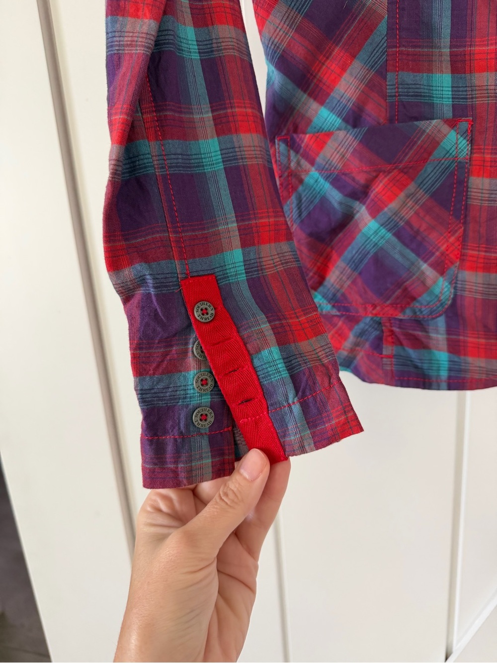 Southern Thread Ruffle Collar Plaid Shirt - Picture 4 of 12